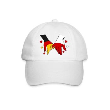 Drapeaux de l’Allemagne et de la Pologne se tenant la main - Casquette classique - blanc/blanc - Devant