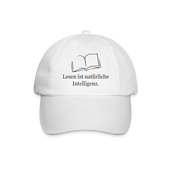 Lesen ist natürliche Intelligenz - Baseballkappe - Weiß/Weiß - Vorne