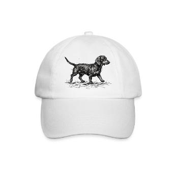 Dackel Sketch – Minimalistisches Hund Design - Baseballkappe - Weiß/Weiß - Vorne