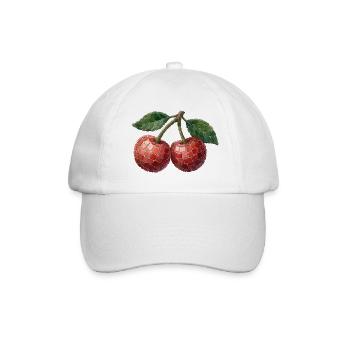 Cherry Mosaic - Artful Fruit Design - Baseball Cap - white/white - Front