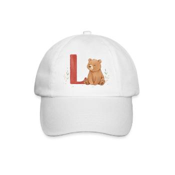 Aquarell Bär mit rotem L - Baseballkappe - Weiß/Weiß - Vorne