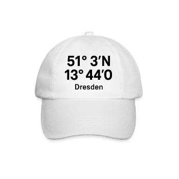 Dresden Koordinaten Design - Baseballkappe - Weiß/Weiß - Vorne