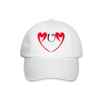 Happy Birthday Mom Red Heart Love Mothers Mum - Baseball Cap - white/white - Front