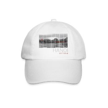 Hanoi Stadt in Vietnam Panorama Vintage Souvenir - Baseballkappe - Weiß/Weiß - Vorne