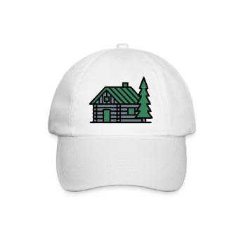 Log cabin mountains camping hut tour hikers - Baseball Cap - white/white - Front