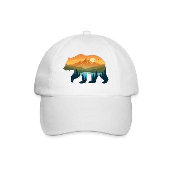 Ours silhouette paysage montagnard - Casquette classique - blanc/blanc - Devant