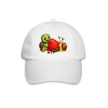 Petite amie tortue et joie fraise - Casquette classique - blanc/blanc - Devant