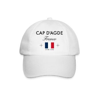 Cap d'Agde Frankreich Koordinaten Reise Souvenir - Baseballkappe - Weiß/Weiß - Vorne