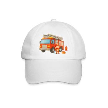 Little Firefighter Cartoon Design - Baseball Cap - white/white - Front