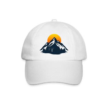 Sunset Mountain Silhouette - Baseballkappe - Weiß/Weiß - Vorne