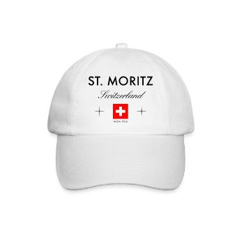 St. Moritz Schweiz Koordinaten Reise Souvenir - Baseballkappe - Weiß/Weiß - Vorne