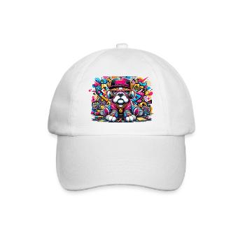 Hip Hop Bulldog Puppy Graffiti Street Style Merch - Baseball Cap - white/white - Front