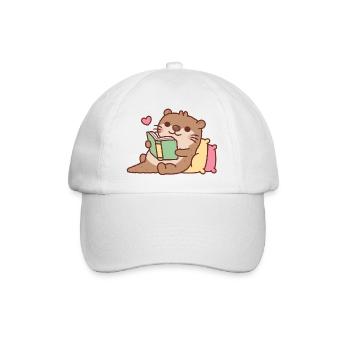 La loutre mignonne se détend avec un livre - Casquette classique - blanc/blanc - Devant