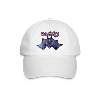 Batty Night Bat-Fledermaus-Illustration - Baseballkappe - Weiß/Weiß - Vorne