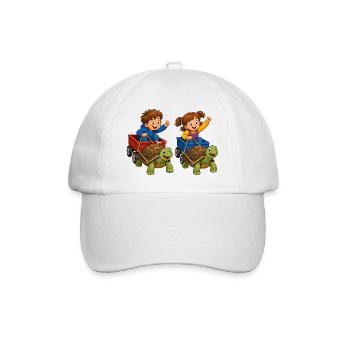 Course de tortues pour enfants dans des charrettes à main amusantes - Casquette classique - blanc/blanc - Devant