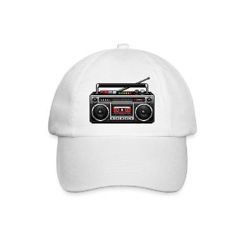 Retro Boombox Graphic - Baseball Cap - white/white - Front
