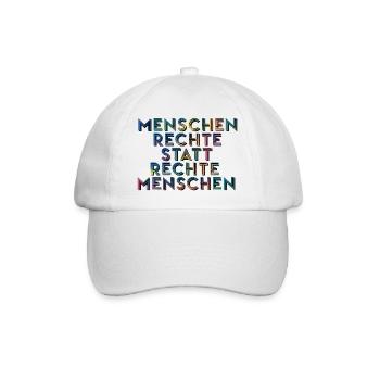 Menschenrechte Statt Rechte Menschen T-Shirt  - Baseballkappe - Weiß/Weiß - Vorne