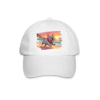 Adorable french bulldog on the beach - Baseball Cap - white/white - Front