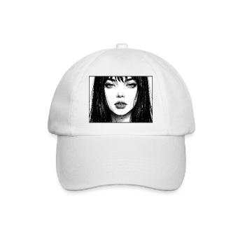 Monochrome portrait with long hair - Baseball Cap - white/white - Front