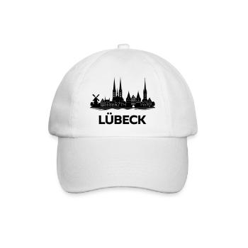 Lübeck Skyline - Baseballkappe - Weiß/Weiß - Vorne