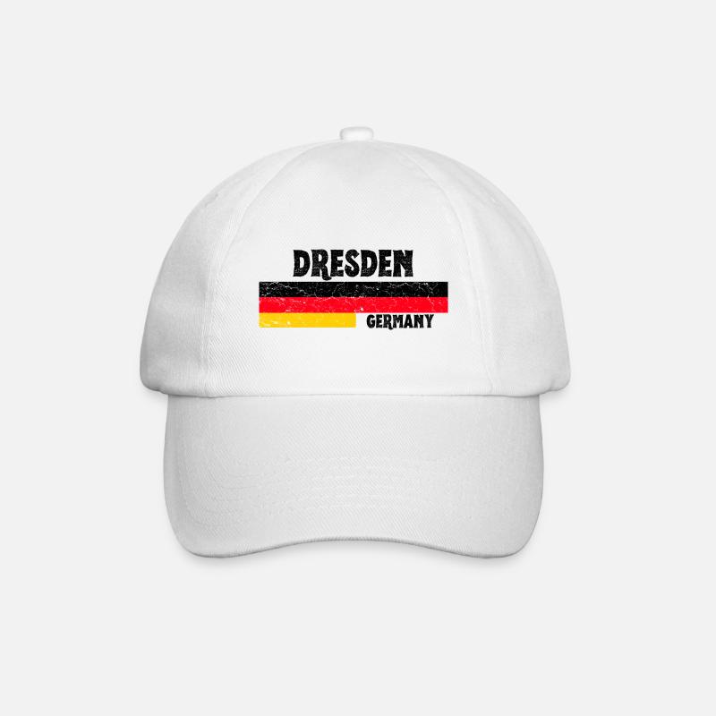 Dresden Deutschland Flagge - Baseballkappe - Weiß/Weiß