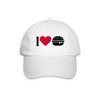 I love burger - Baseball Cap - white/white - Front