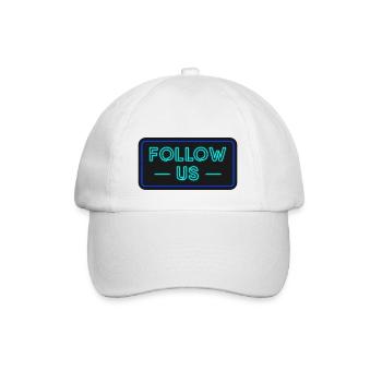 Follow Us Social Media Neon Design - Baseballkappe - Weiß/Weiß - Vorne