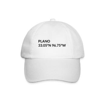 Plano Texas USA Koordinaten - Baseballkappe - Weiß/Weiß - Vorne