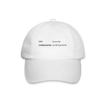 Huntsville, Alabama, USA coordinates - Baseball Cap - white/white - Front