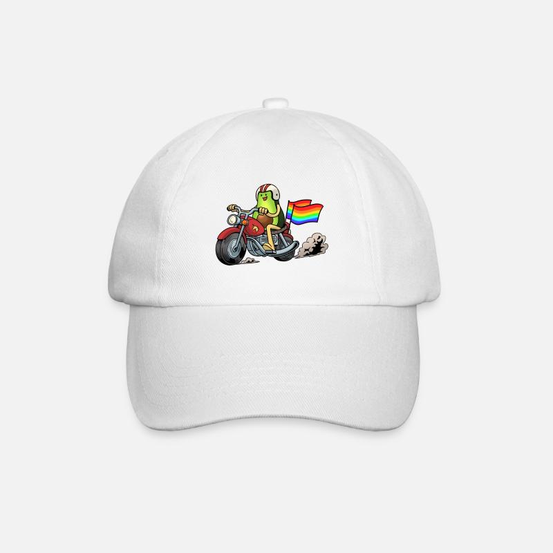 Regenbogenreise mit der Avocado auf dem Motorrad - Baseballkappe - Weiß/Weiß