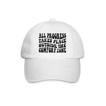 All progress takes place outside the comfort zone - Baseballkappe - Weiß/Weiß - Vorne