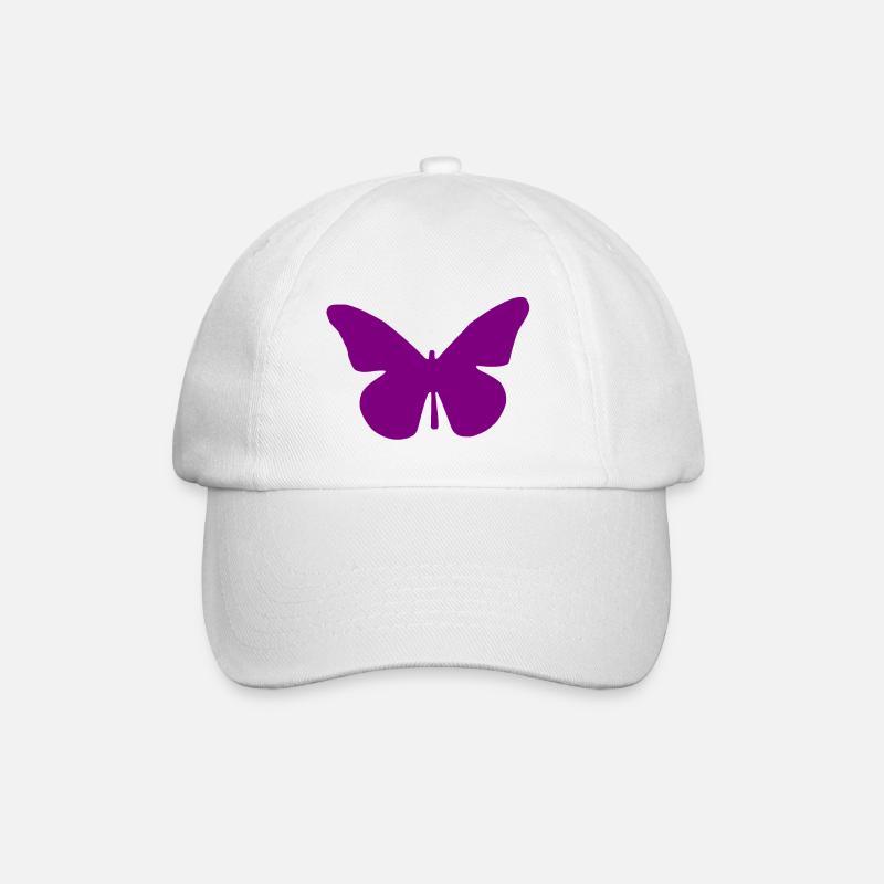 lila Schmetterling lila Schmetterling - Baseballkappe - Weiß/Weiß