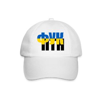 FCKPTN Fuck Putin Ukraine Russland Kyrillisch - Baseballkappe - Weiß/Weiß - Vorne