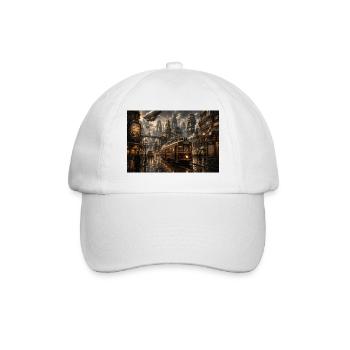 Dieselpunk Straßenbahn – Retro Sci-Fi Design - Baseballkappe - Weiß/Weiß - Vorne