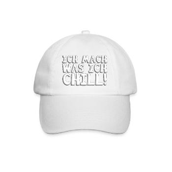 chill,ich chill,Ich mach was ich chill,chillen, - Baseballkappe - Weiß/Weiß - Vorne