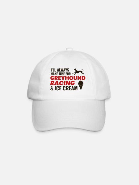 Greyhound Racing Ice Cream Dog Pet Race Animal - Baseball Cap - white/white