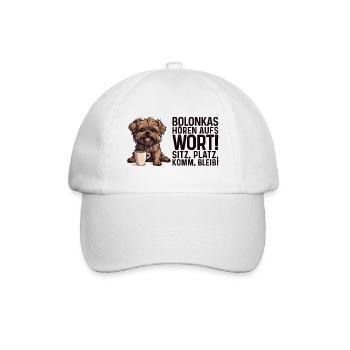 Bolonkas hören aufs Wort! Bolonka Zwetna Hund - Baseballkappe - Weiß/Weiß - Vorne