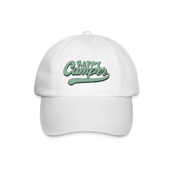 Camping Spruch Happy Camper Shirt Hoodie - Baseballkappe - Weiß/Weiß - Vorne