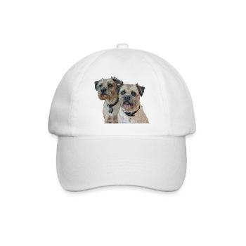 Two Border Terriers - Baseball Cap - white/white - Front