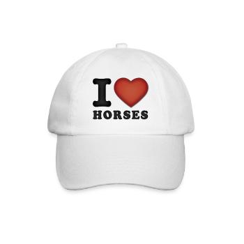 I love Horses - J'aime les chevaux - Casquette classique - blanc/blanc - Devant
