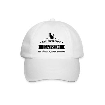 Leben ohne Katzen ist möglich aber sinnlos - Baseballkappe - Weiß/Weiß - Vorne