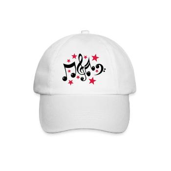 Music Notes and Stars 2c - Baseball Cap - white/white - Front