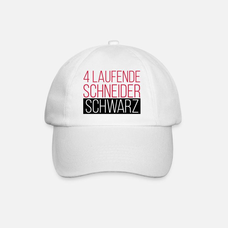 4 Laufende - Schneider - Schwarz 2C - Baseballkappe - Weiß/Weiß