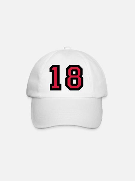 The number 18 - number eighteen - Baseball Cap - white/white