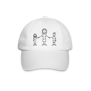family_mom_with_girl_and_boy_1c - Baseballkappe - Weiß/Weiß - Vorne