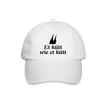 Köln Spruch - Et kütt wie et kütt -Kölsche Sprüche - Baseballkappe - Weiß/Weiß - Vorne