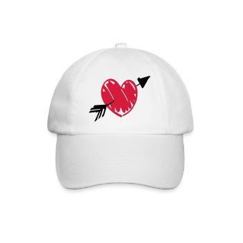 Herz Pfeil - Baseballkappe - Weiß/Weiß - Vorne