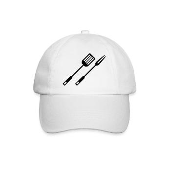 bbq_grillgut_f1_ - Baseballkappe - Weiß/Weiß - Vorne