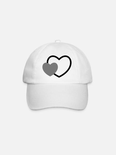 Herz im Herz I 2 Herzen Liebe Geschenk - Baseballkappe - Weiß/Weiß