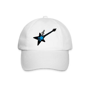 Rock-Gitarre mit Musik-Note - Baseballkappe - Weiß/Weiß - Vorne